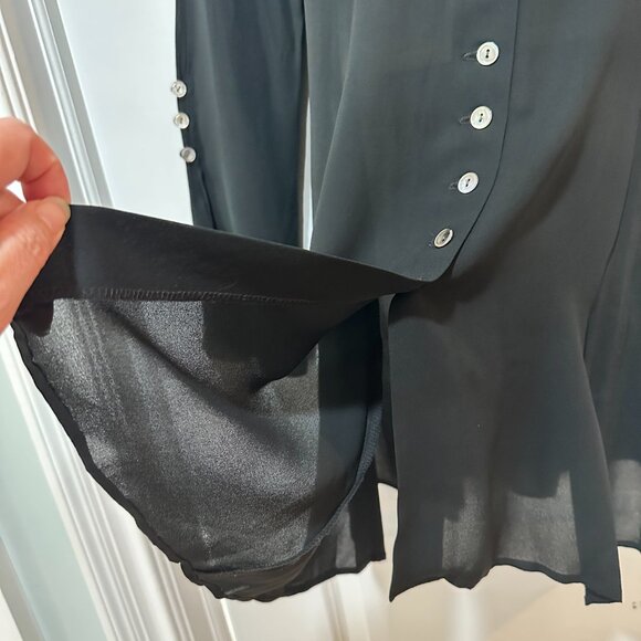 Vintage Mevisto Black Sheer Long Sleeve Dress, Size 8 - Picture 8 of 16